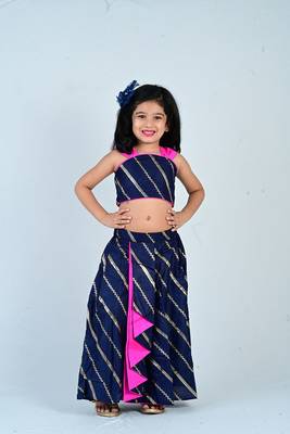 Aglre girls cotton reyon ,beautiful, dhoti set for girls suit,,dhoti set dark blue 1
