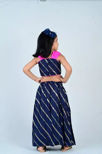 Aglre girls cotton reyon ,beautiful, dhoti set for girls suit,,dhoti set dark blue