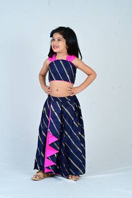 Aglre girls cotton reyon ,beautiful, dhoti set for girls suit,,dhoti set dark blue 3