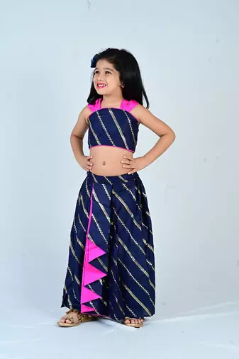 Aglre girls cotton reyon ,beautiful, dhoti set for girls suit,,dhoti set dark blue