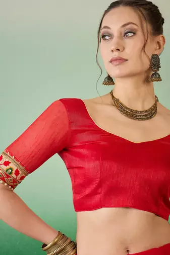 Riva enterprise women's soft mose chiffon with bhandhani print with heavy lace saree with blouse