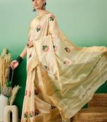 Riva enterprise women's assam cotton silk with golden border and multicolor thread embroidered saree