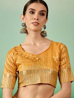 Riva Enterprise Women'S Assam Cotton Silk With Golden Border And Multicolor Thread Embroidered Saree 5