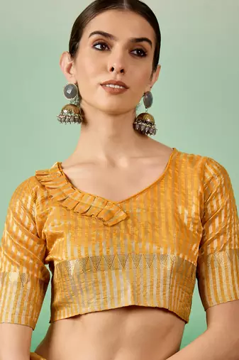 Riva Enterprise Women'S Assam Cotton Silk With Golden Border And Multicolor Thread Embroidered Saree