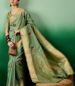 Riva Enterprise Women'S Assam Cotton Silk With Golden Border And Multicolor Thread Embroidered Saree