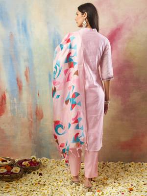  women kurta and trouser duppata set chanderi modal butti 2