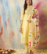  women kurta and trouser duppata set chanderi modal butti