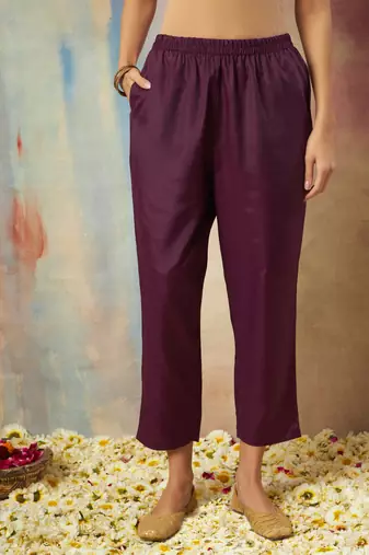  women flared kurta and trousers pant set cotton silk blend