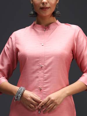   women kurta and trousers pant set silk blend 3