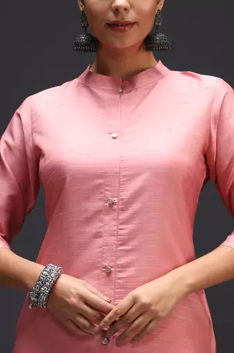   women kurta and trousers pant set silk blend