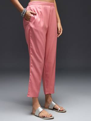   women kurta and trousers pant set silk blend 4