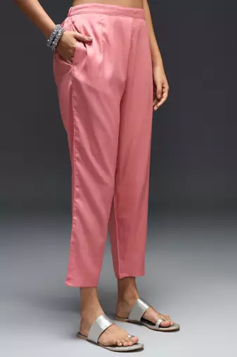  women kurta and trousers pant set silk blend