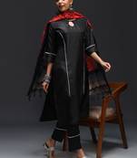   women kurta and trousers pant set silk blend