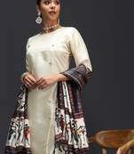   women kurta and trousers pant set silk blend