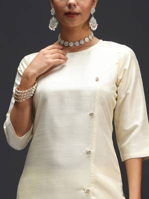   women kurta and trousers pant set silk blend 3