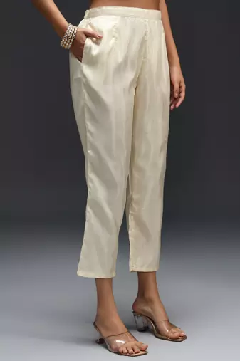   women kurta and trousers pant set silk blend
