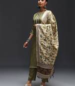   women kurta and trousers pant set silk blend