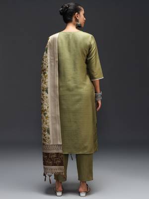   women kurta and trousers pant set silk blend 2