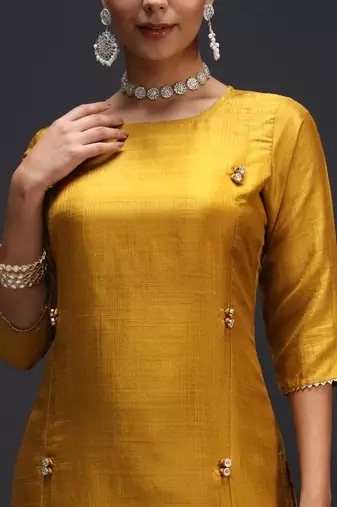   women kurta and trousers pant set silk blend