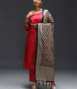   women kurta and trousers pant set silk blend
