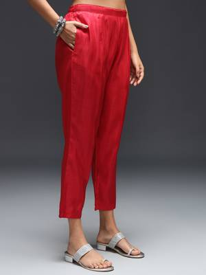   women kurta and trousers pant set silk blend 4