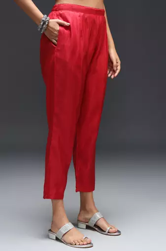   women kurta and trousers pant set silk blend
