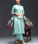   women kurta and trousers pant set silk blend