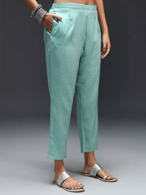   women kurta and trousers pant set silk blend 4