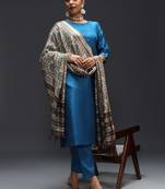   women kurta and trousers pant set silk blend