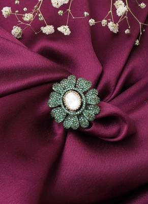 Floral Style Green Ring 1