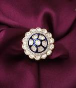 Blue Kundan Ring