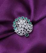 Green Leaf Shaped American Diamond Ring