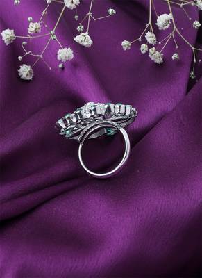 Green Leaf Shaped American Diamond Ring 3