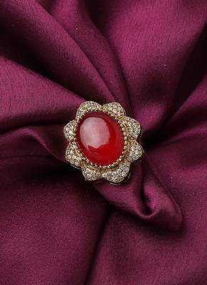 Floral Ring With Red Stone 1