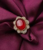 Floral Ring With Red Stone