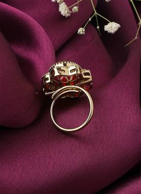 Floral Ring With Red Stone 3