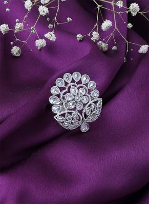 Floral White American Diamond Ring 2