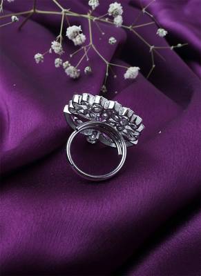Floral White American Diamond Ring 3
