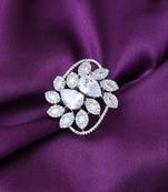 American Diamond Silver Ring With White Stone