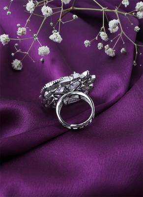 American Diamond Silver Ring With White Stone 3