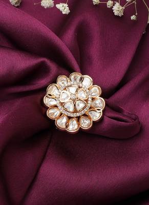 White Gold Kundan Ring 1