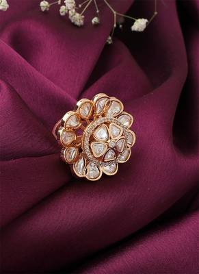 White Gold Kundan Ring 2