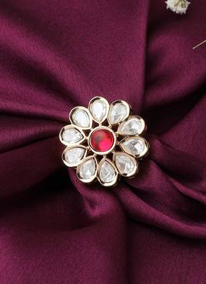 Floral Ring With Pink Stone 1