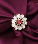 Floral Ring With Pink Stone