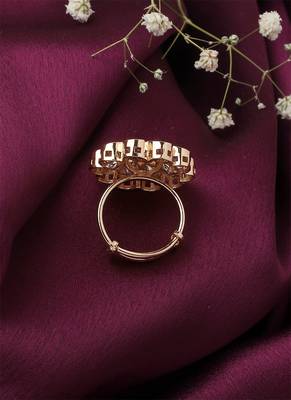 Floral Ring With Pink Stone 3