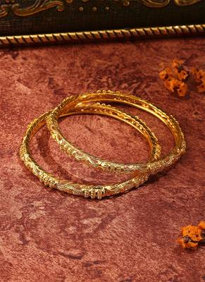 Intricately Carved Gold-Plated Bangles for a Regal Look 2