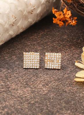 White Gold Square Earrings 1