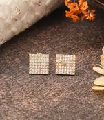 White Gold Square Earrings