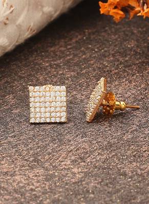 White Gold Square Earrings 2
