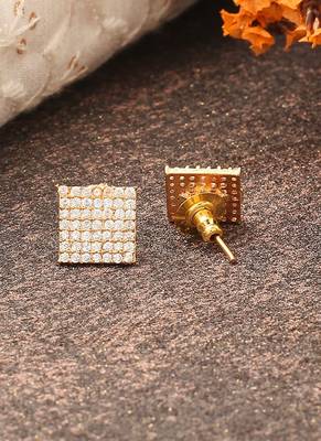 White Gold Square Earrings 3